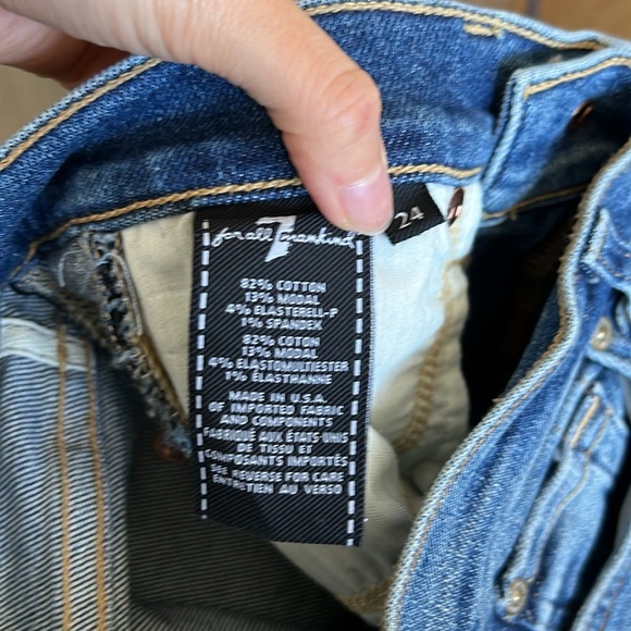 7 FOR ALL MANKIND High Waist Ankle Skinny | Shimmer Stripe | Size 24 - Picture 13 of 14